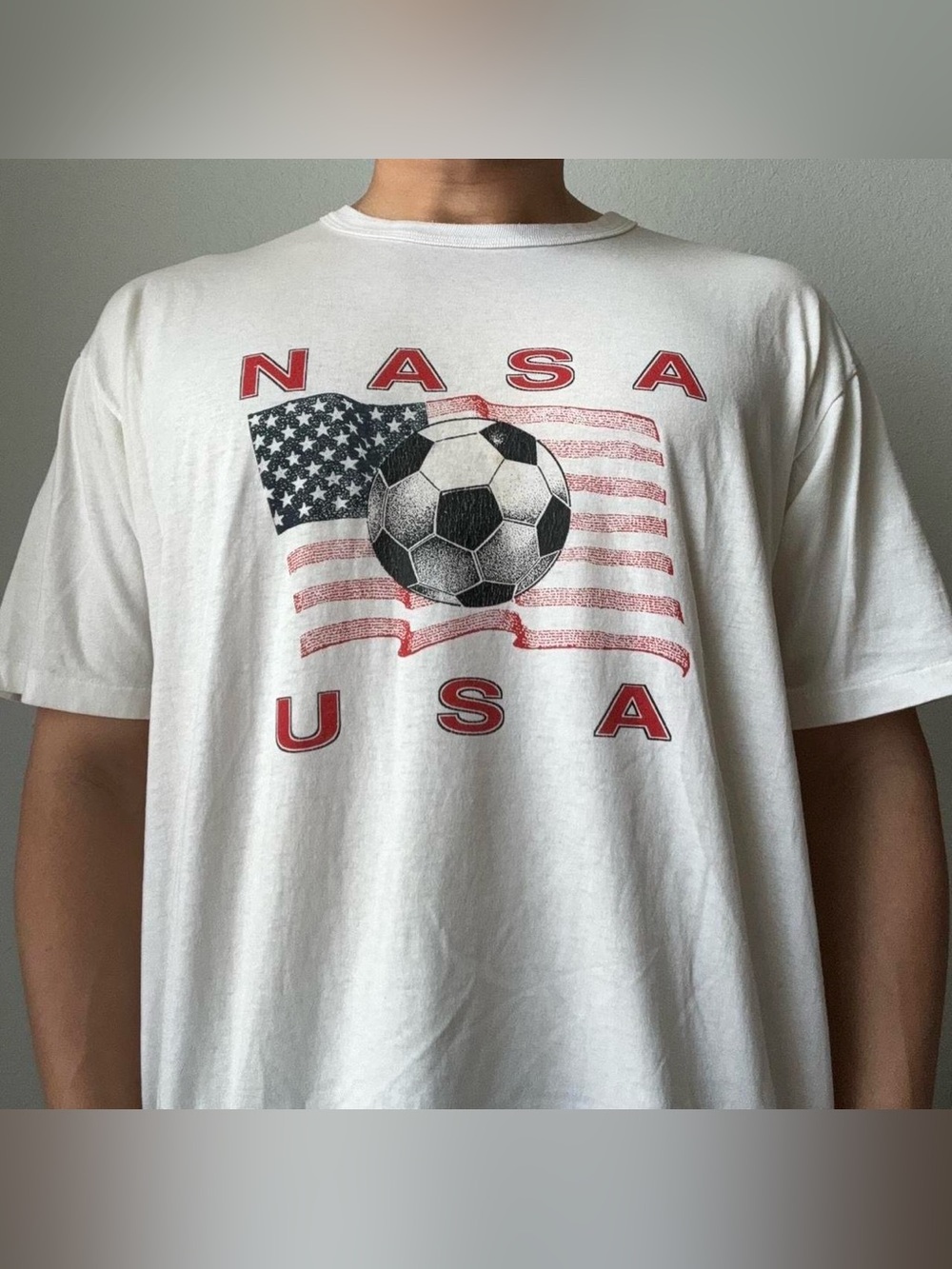 Vintage 1990s NASA USA Graphics White Tee Shirt